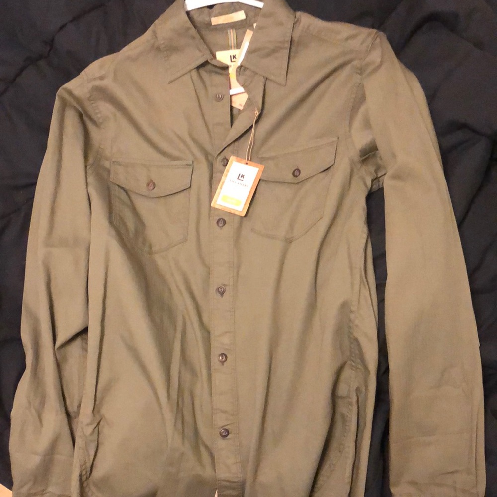 Life Khaki long sleeve olive green button up